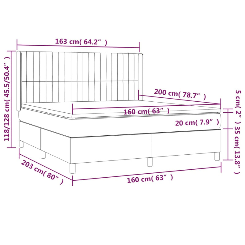 Pat continental cu saltea & LED, roz, 120x200 cm, catifea