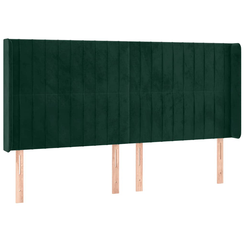 Pat cu arcuri, saltea și LED, verde închis, 180x200 cm, catifea