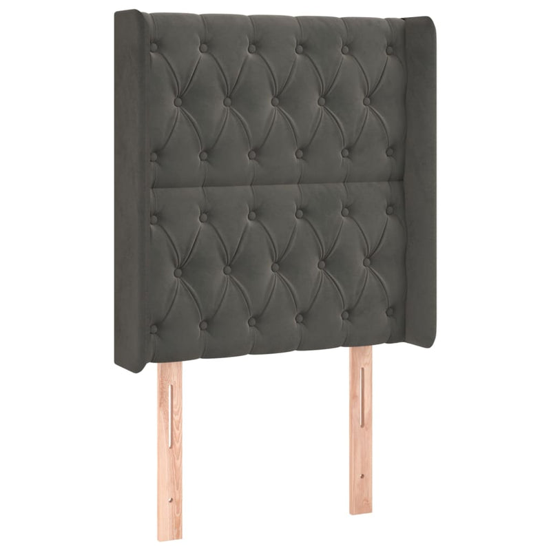 Pat continental cu saltea și LED, gri închis, 80x200 cm catifea
