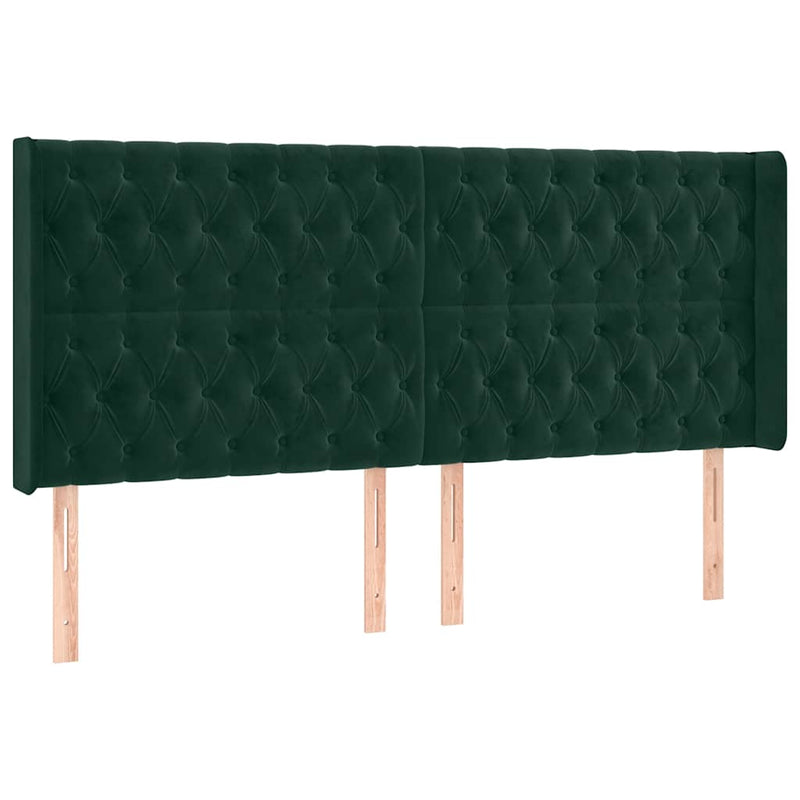 Pat cu arcuri, saltea și LED, verde închis, 180x200 cm, catifea