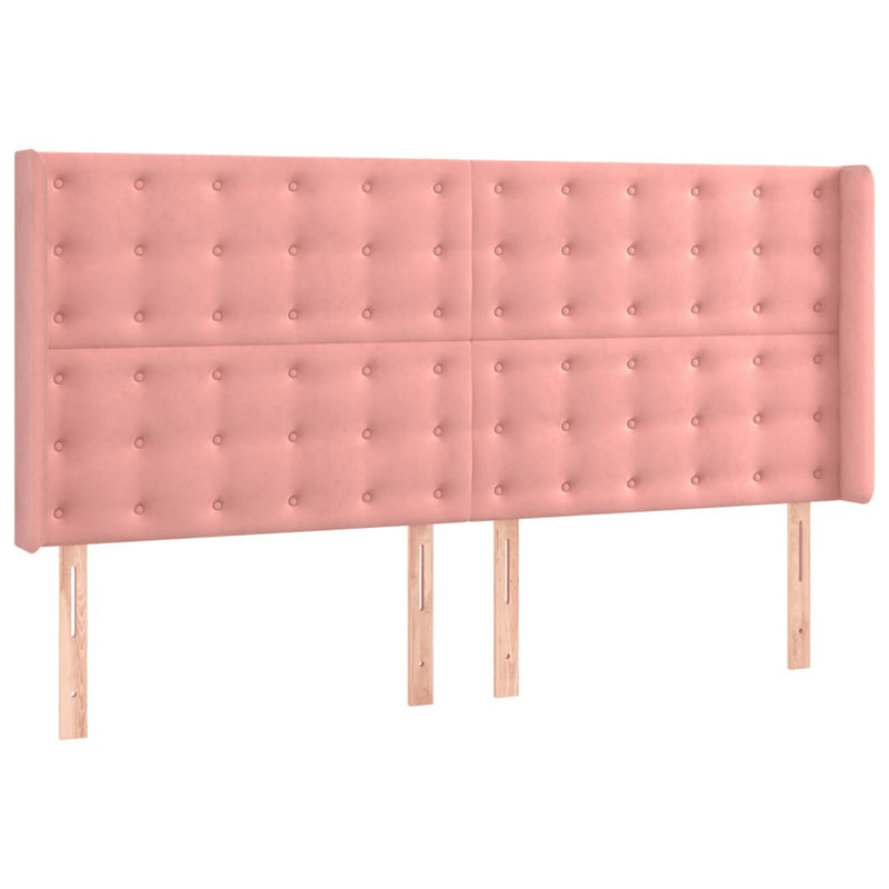 Pat continental cu saltea & LED, roz, 200x200 cm, catifea