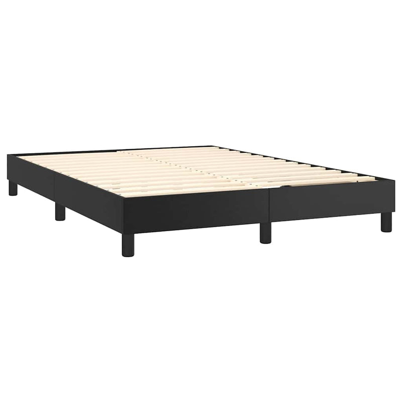 Pat continental cu saltea & LED, negru, 140x190 cm, piele eco
