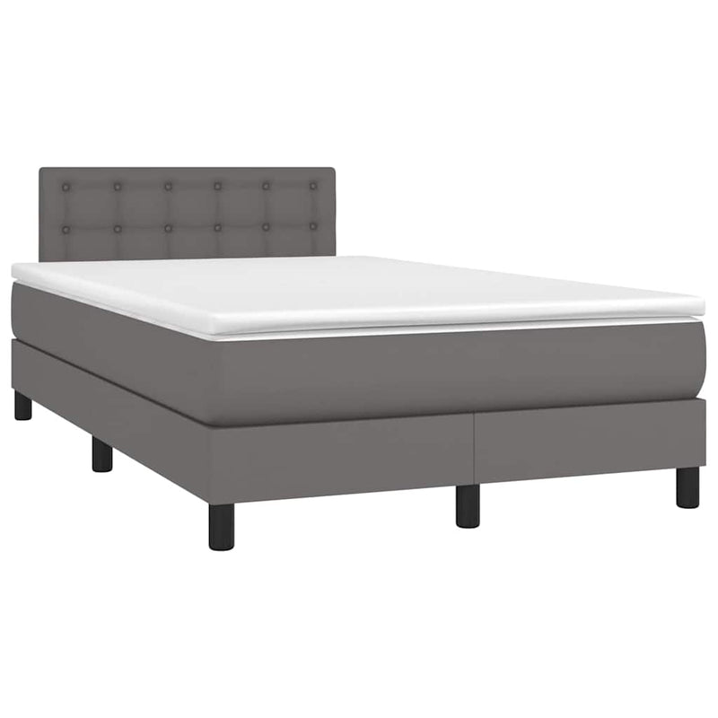 Pat cu arcuri, saltea și LED, gri, 120x200 cm, piele ecologică