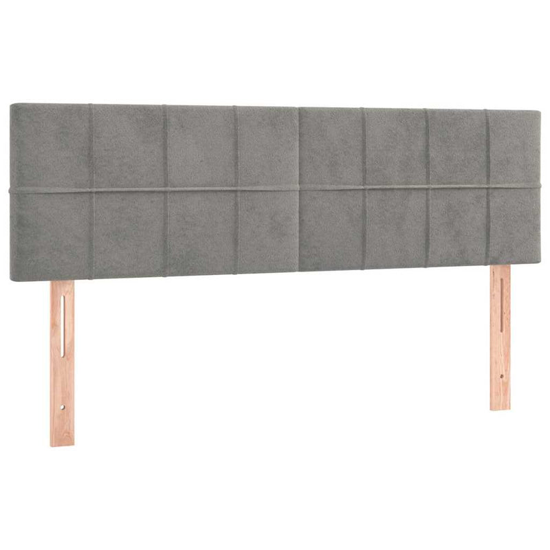 Pat continental cu saltea și LED gri deschis 140x190 cm catifea