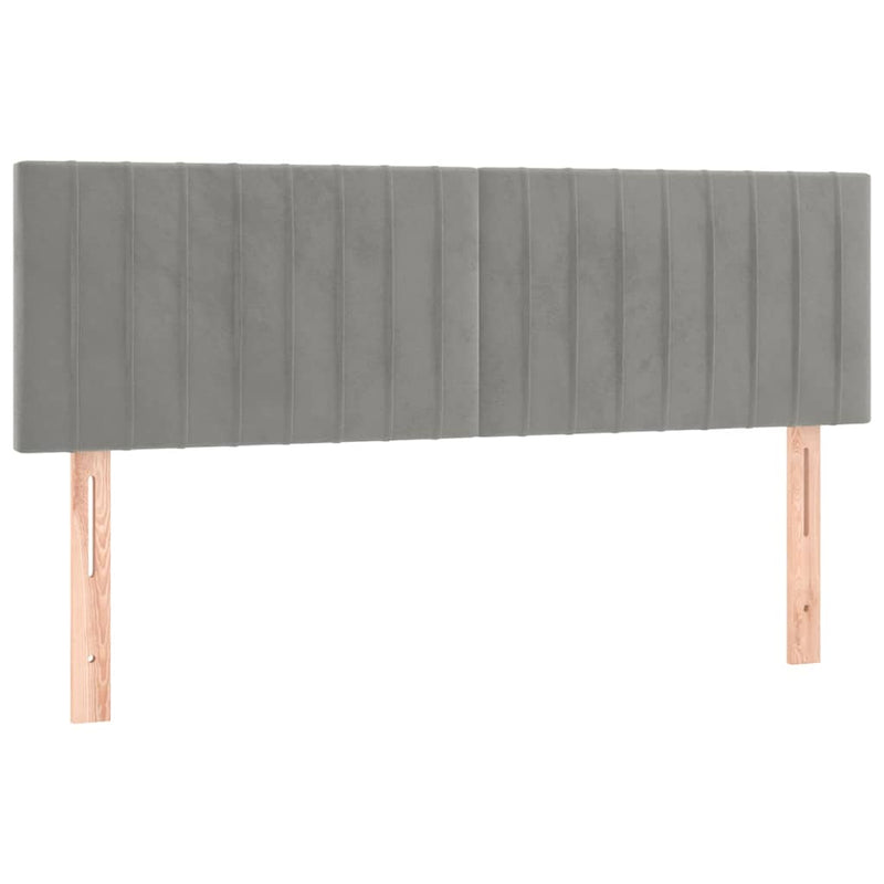 Pat continental cu saltea și LED gri deschis 140x190 cm catifea