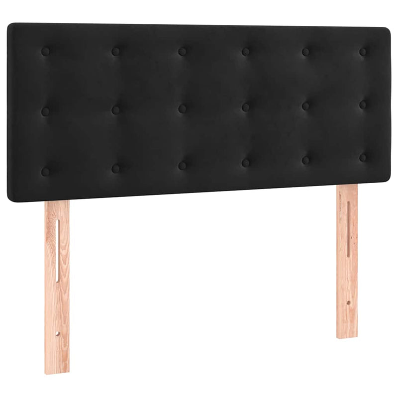 Pat continental cu saltea și LED, negru, 80x200 cm, catifea