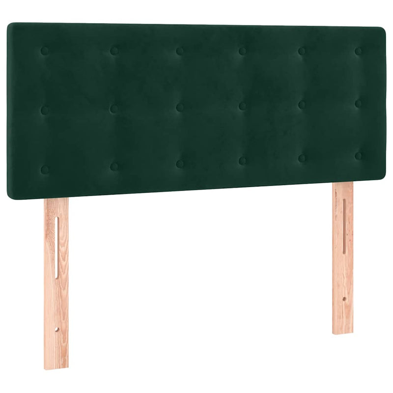 Pat cu arcuri, saltea și LED, verde închis, 120x200 cm, catifea