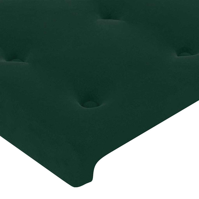 Pat cu arcuri, saltea și LED, verde închis, 180x200 cm, catifea