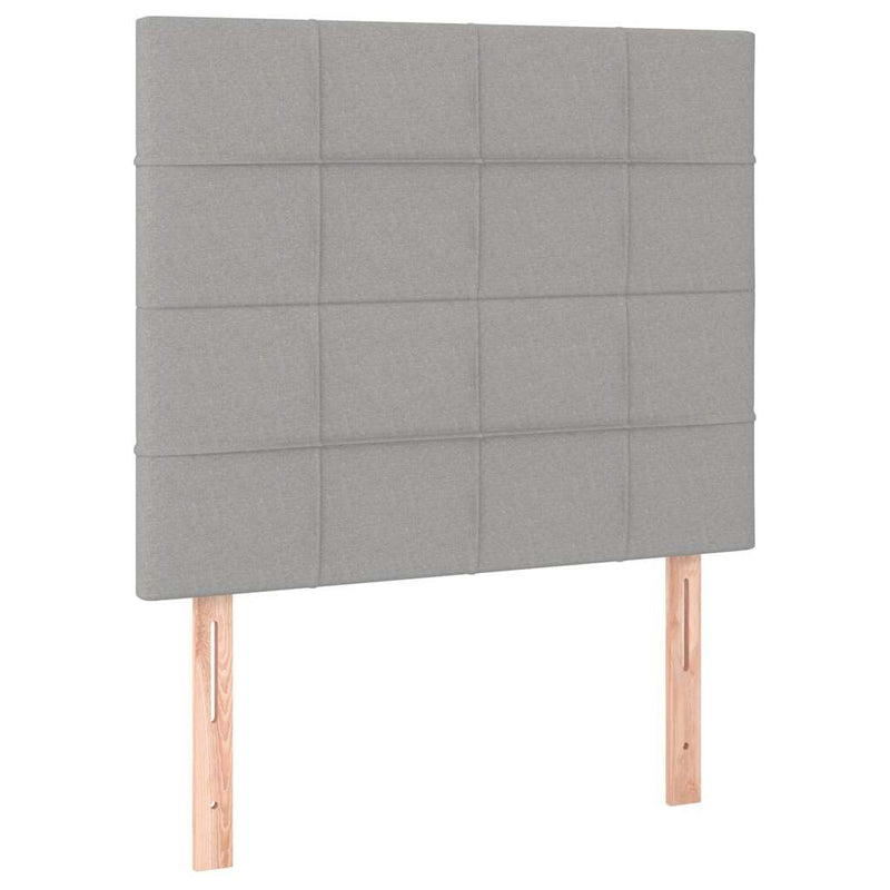 Pat cu arcuri, saltea și LED, gri deschis, 90x190 cm, textil