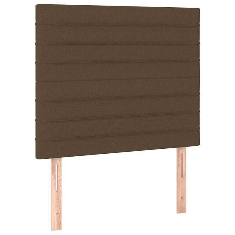 Pat cu arcuri, saltea și LED, maro închis, 90x190 cm, textil