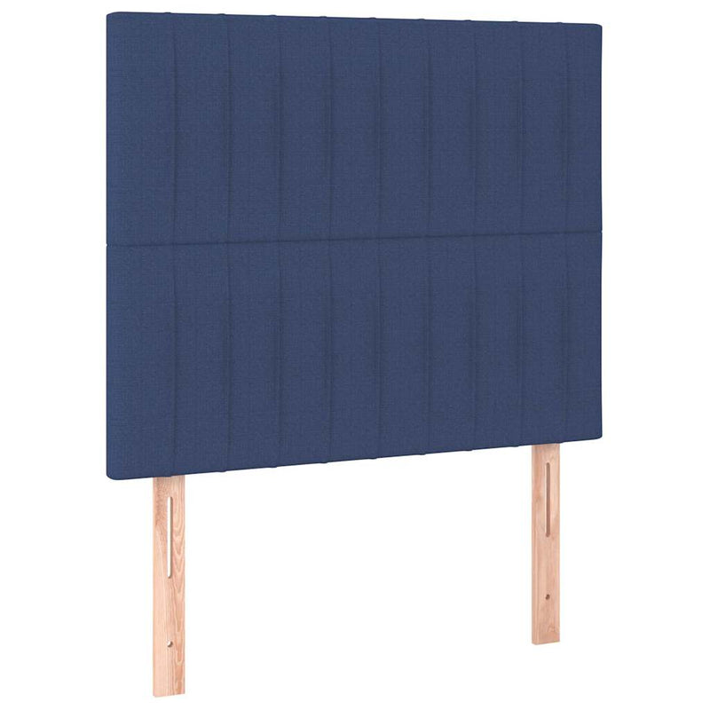 Pat cu arcuri, saltea și LED, albastru, 90x190 cm, textil