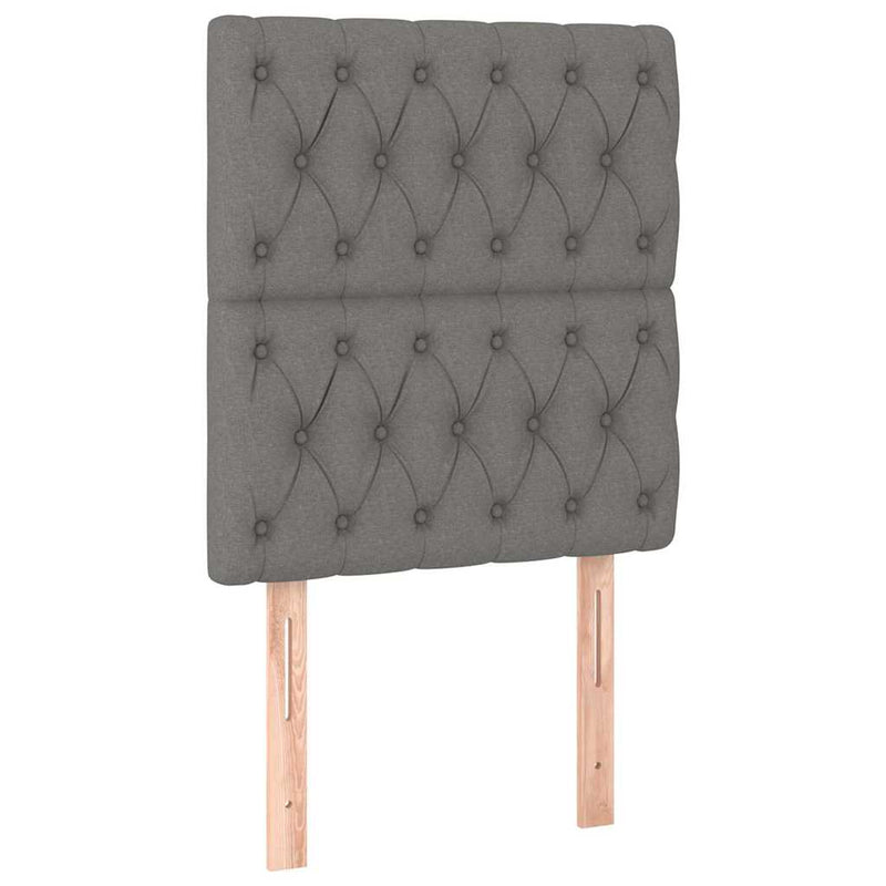 Pat cu arcuri, saltea și LED, gri închis, 80x200 cm, textil