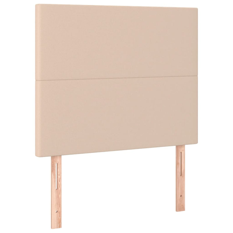 Pat cu arcuri, cu saltea și LED cappuccino 90x190 cm, piele eco