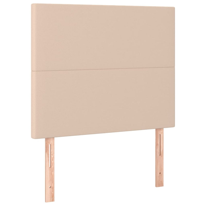 Pat cu arcuri, cu saltea și LED cappuccino 100x200 cm piele eco