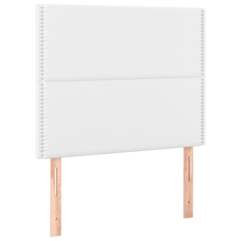 Pat cu arcuri, cu saltea și LED, alb, 100x200 cm, piele eco
