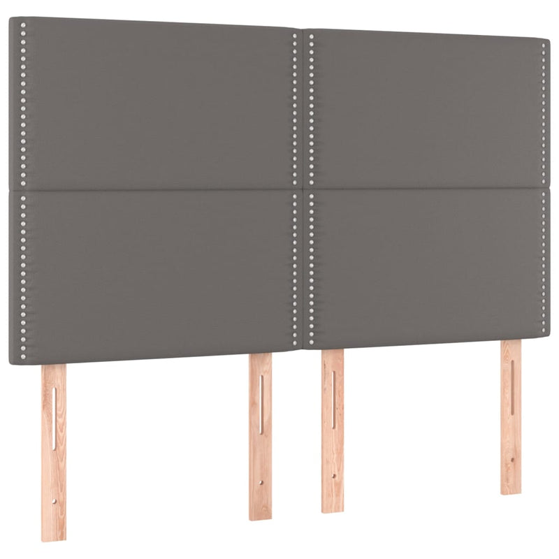 Pat cu arcuri, cu saltea & LED, gri, 140x190 cm, piele eco