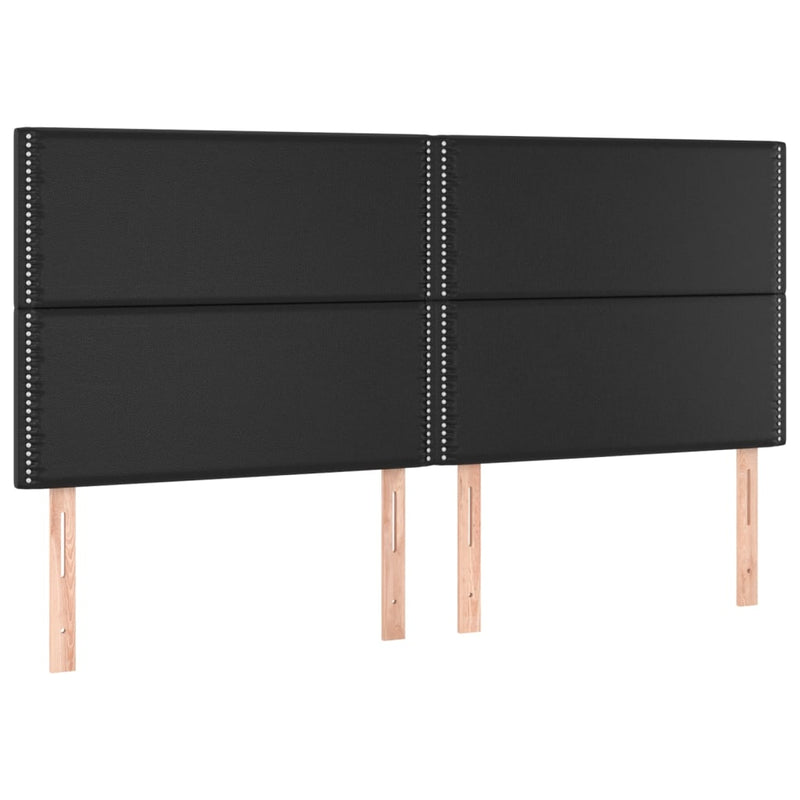 Pat cu arcuri, saltea și LED, negru, 180x200cm, piele ecologică