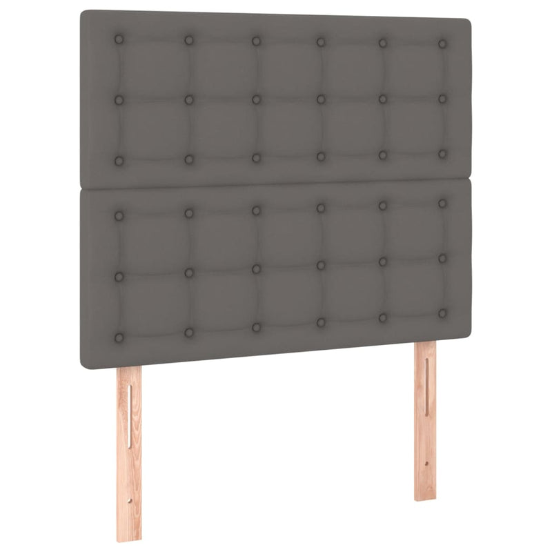 Pat continental cu saltea și LED, gri, 80x200 cm, piele eco