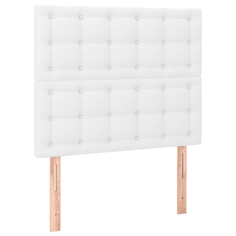 Pat cu arcuri, cu saltea și LED, alb, 90x200 cm, piele eco