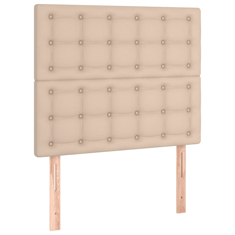 Pat cu arcuri, saltea și LED, cappuccino, 100x200cm, piele eco