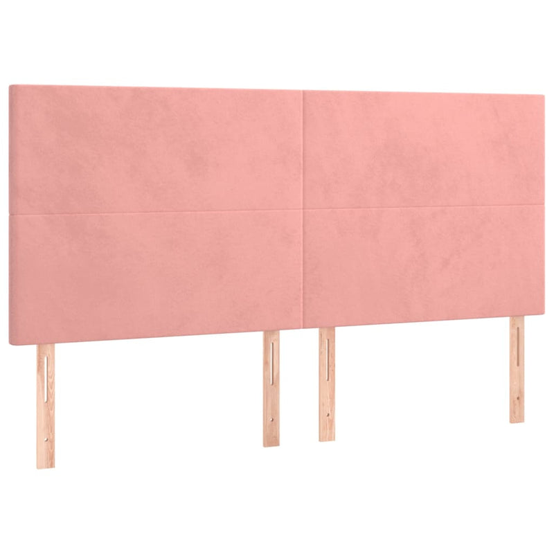 Pat continental cu saltea & LED, roz, 200x200 cm, catifea