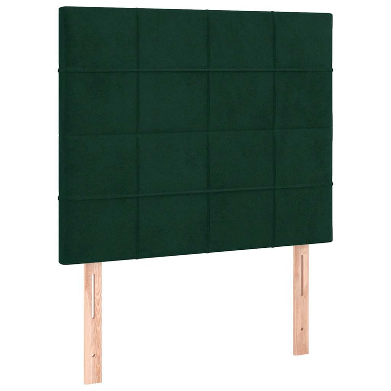 Pat cu arcuri, saltea și LED, verde închis, 100x200 cm, catifea