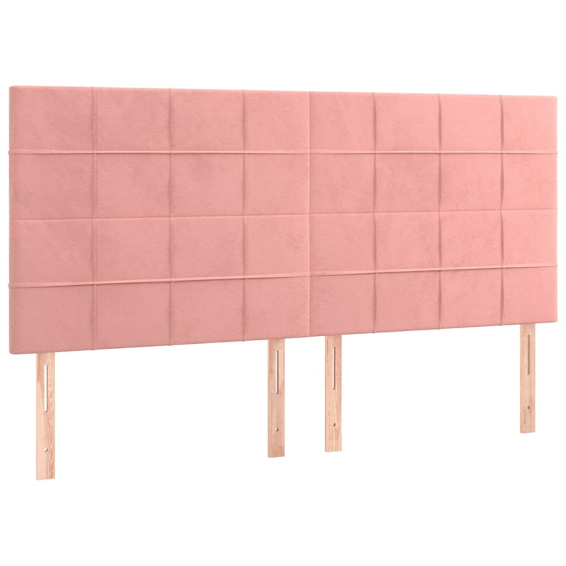 Pat continental cu saltea & LED, roz, 200x200 cm, catifea