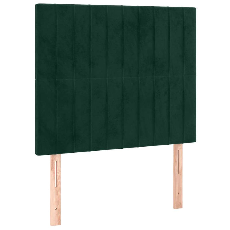 Pat cu arcuri, saltea și LED, verde închis, 100x200 cm, catifea