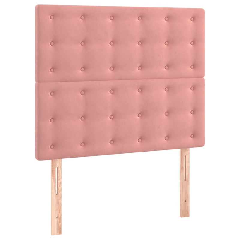 Pat continental cu saltea & LED, roz, 80x200 cm, catifea