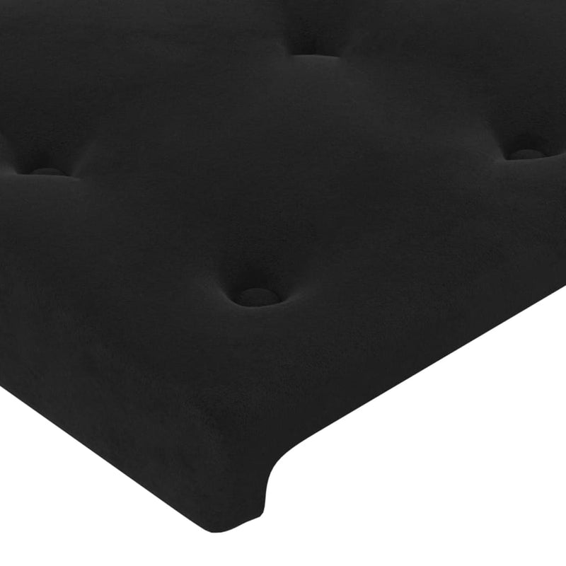Pat cu arcuri, saltea și LED, negru, 90x200 cm, catifea