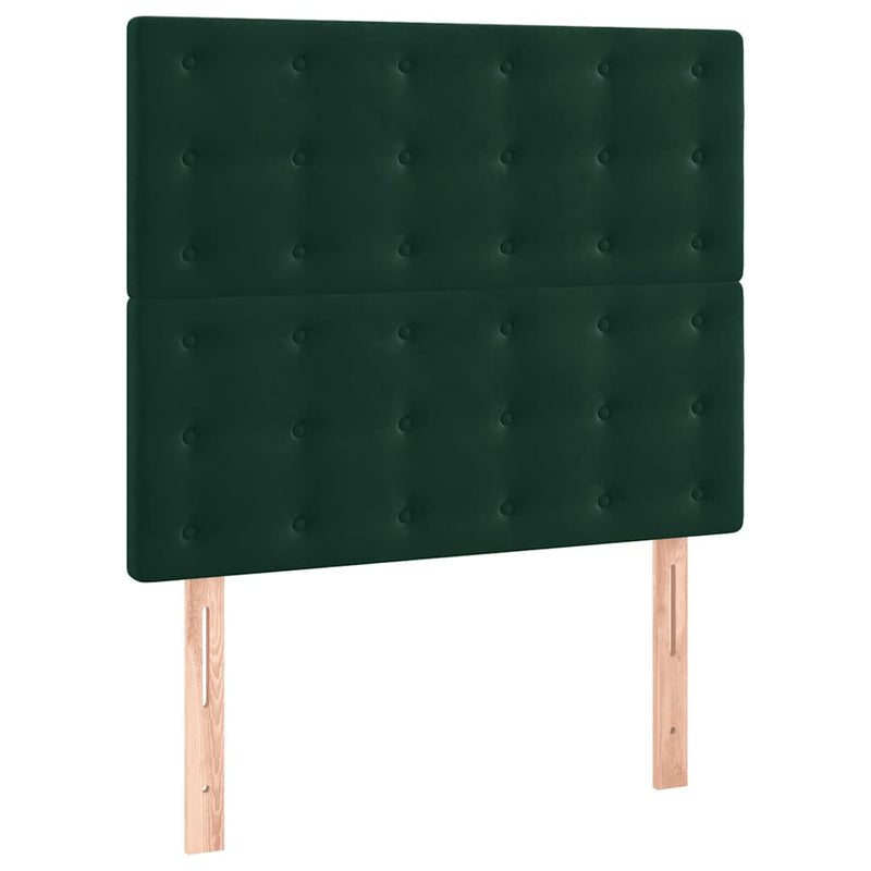 Pat cu arcuri, saltea și LED, verde închis, 120x200 cm, catifea