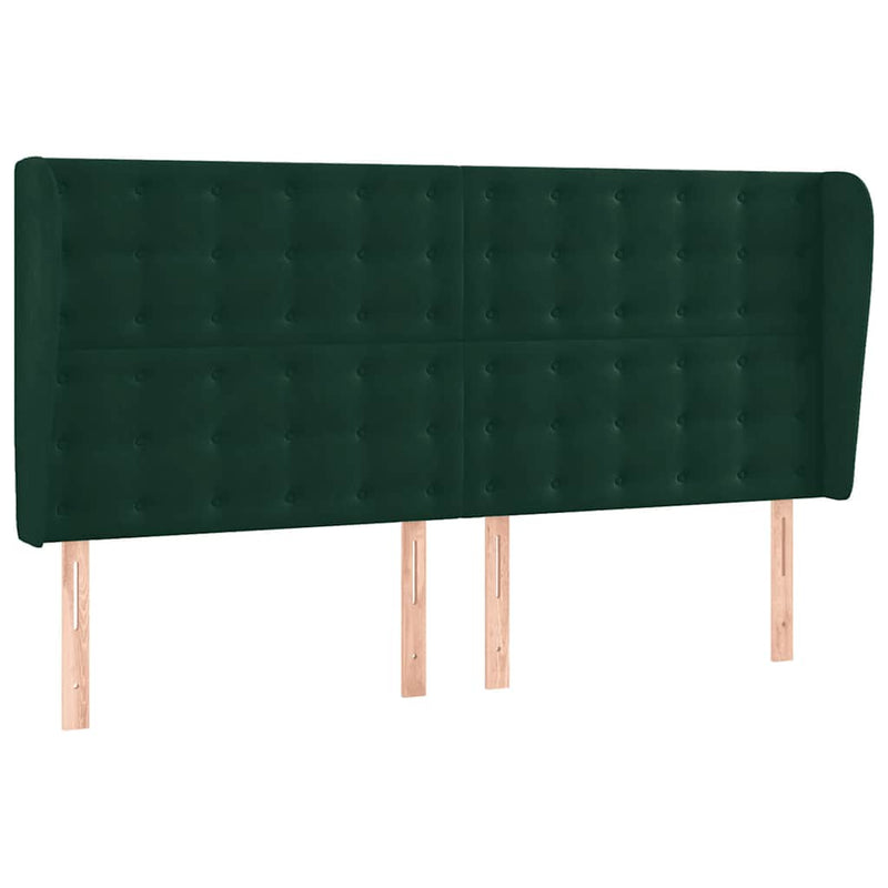 Pat cu arcuri, saltea și LED, verde închis, 180x200 cm, catifea