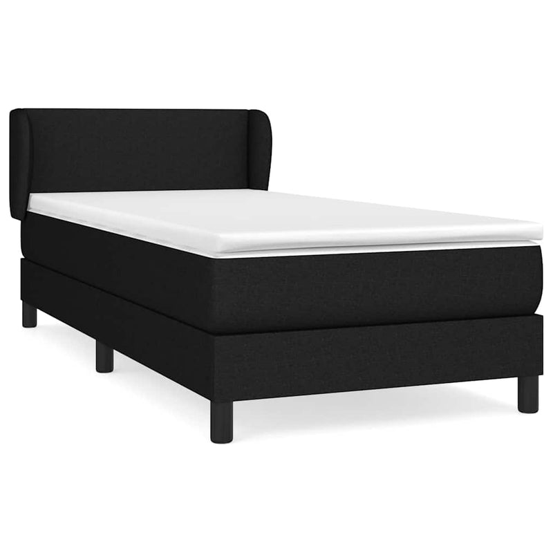 Pat box spring cu saltea, negru, 80x200 cm, textil