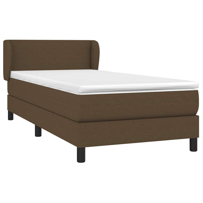 Pat box spring cu saltea, maro închis, 80x200 cm, textil