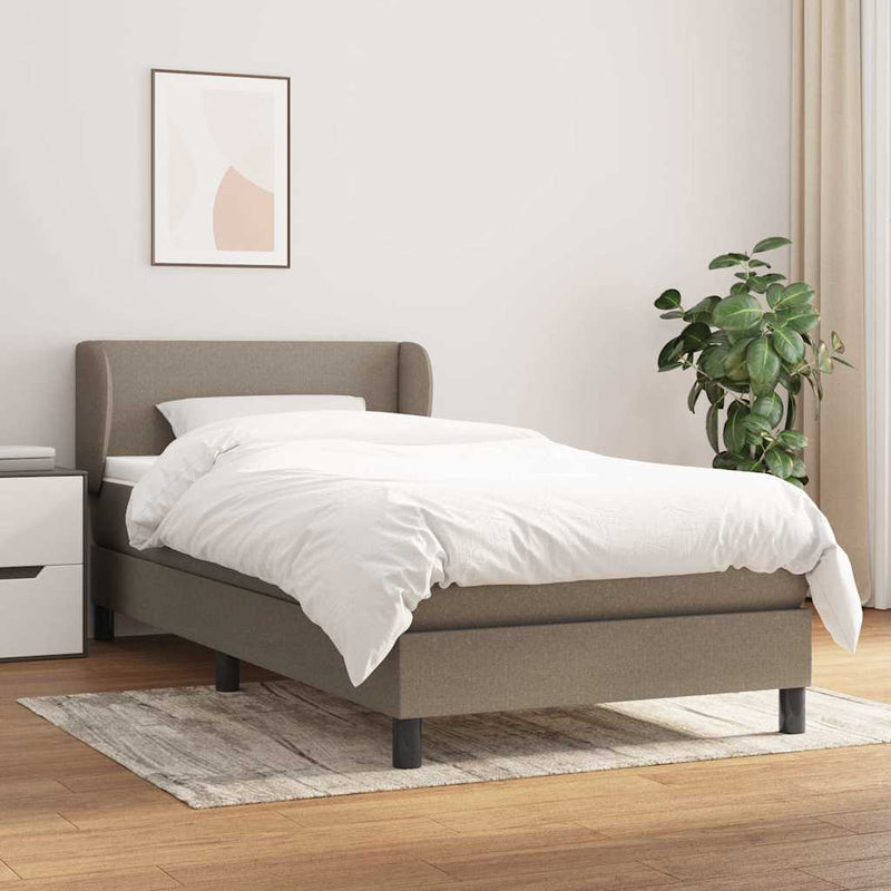 Pat box spring cu saltea, gri taupe, 80x200 cm, textil