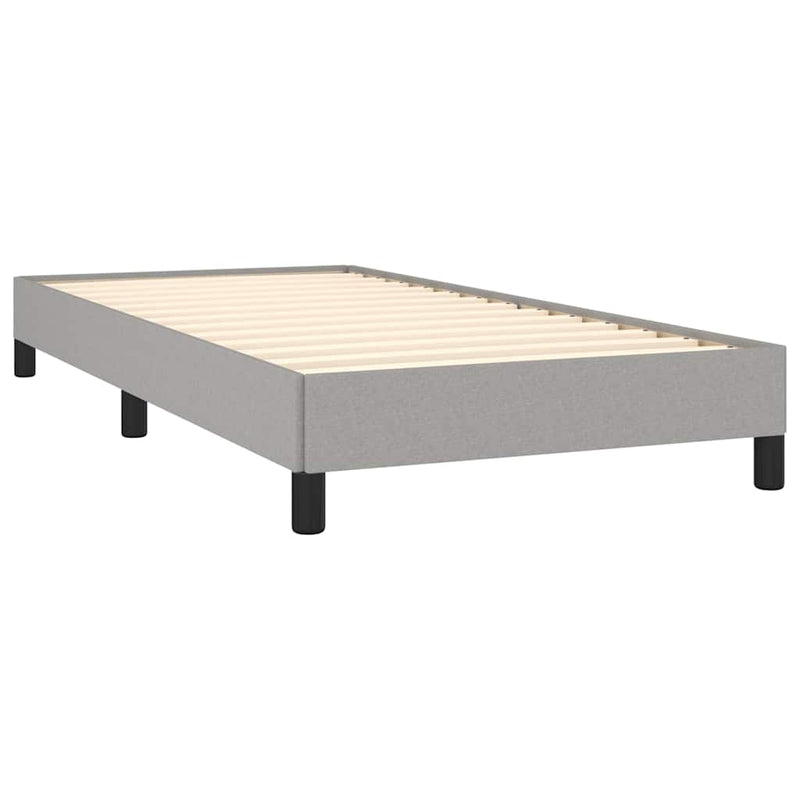 Pat box spring cu saltea, gri deschis, 90x200 cm, textil