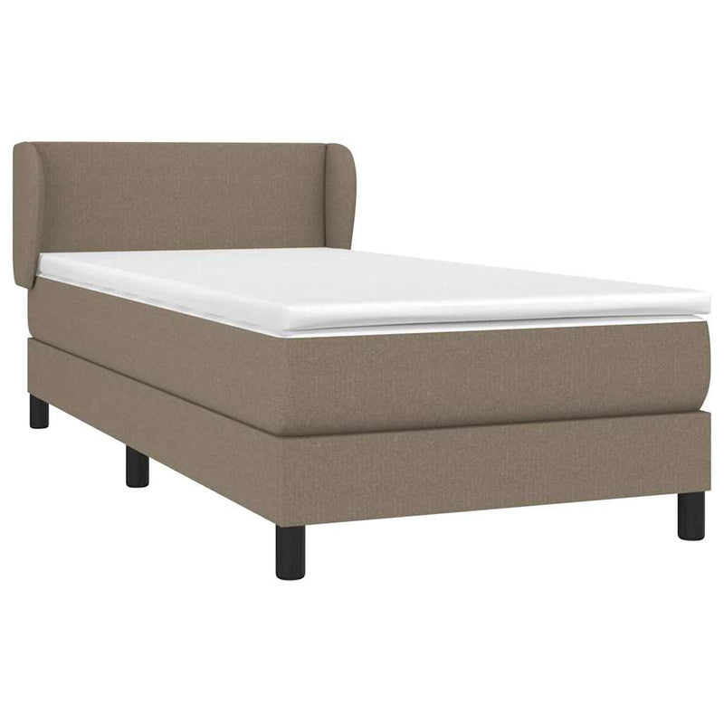 Pat box spring cu saltea, gri taupe, 90x200 cm, textil