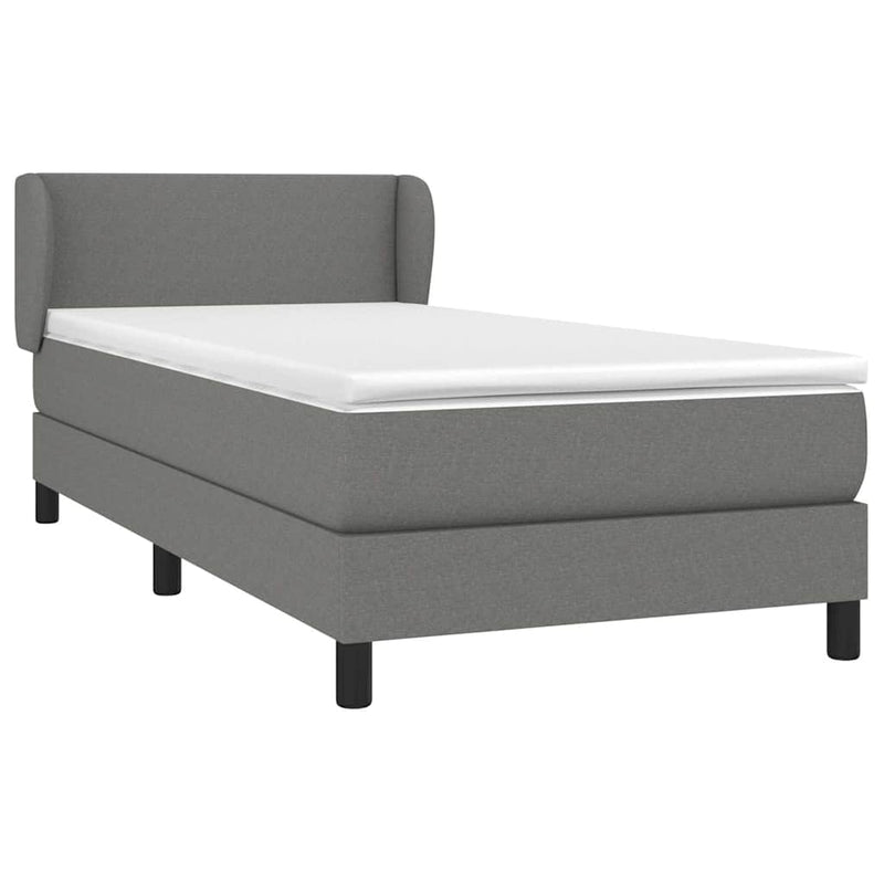 Pat box spring cu saltea, gri închis, 100x200 cm, textil