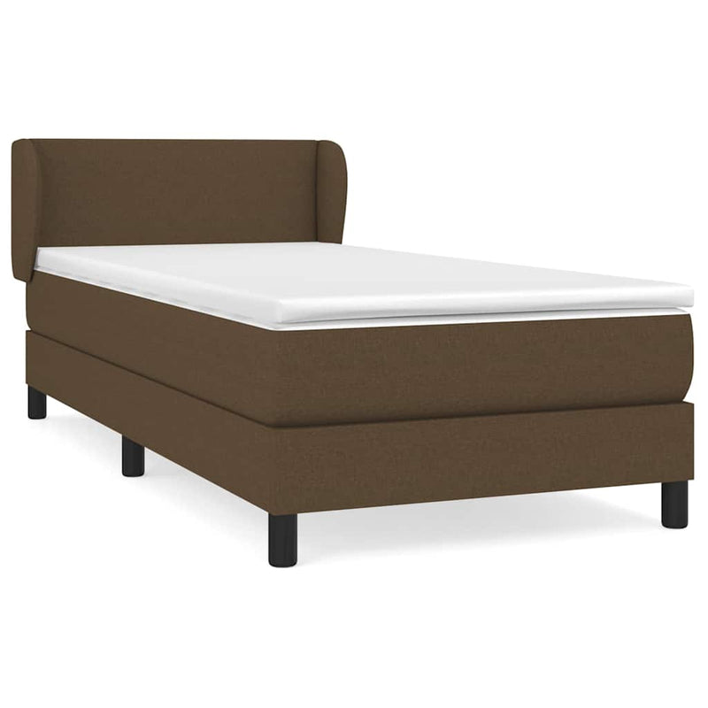 Pat box spring cu saltea, maro închis, 100x200 cm, textil
