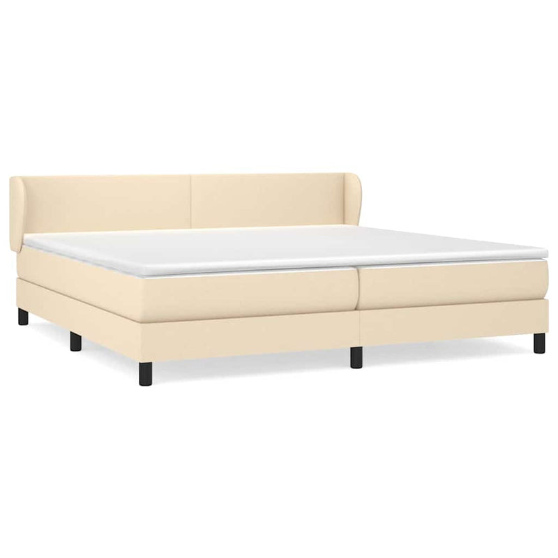 Pat box spring cu saltea, crem, 200x200 cm, textil