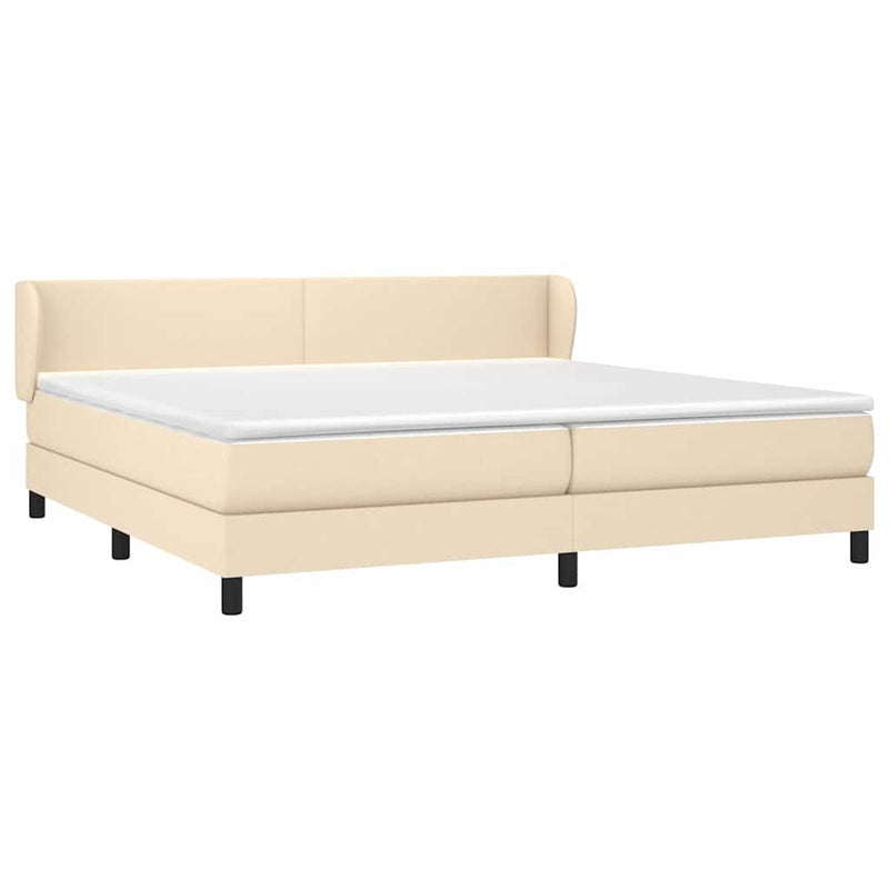 Pat box spring cu saltea, crem, 200x200 cm, textil