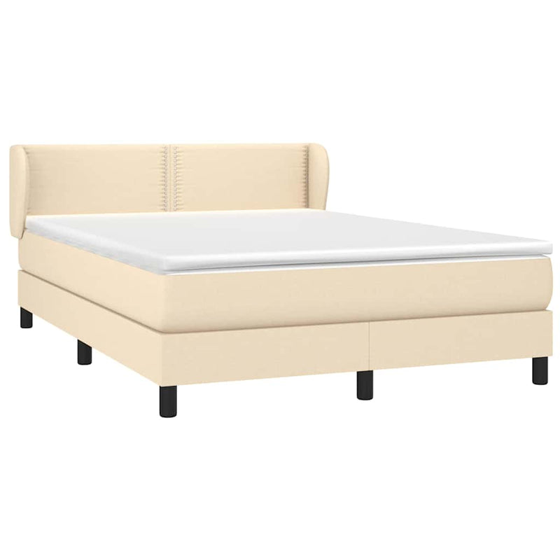 Pat box spring cu saltea, crem, 140x200 cm, textil