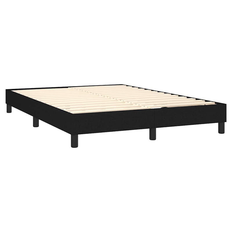 Pat box spring cu saltea, negru, 140x200 cm, material textil