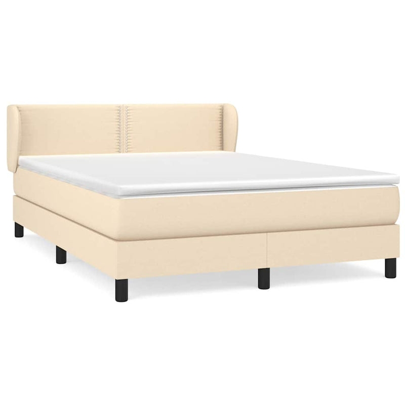Pat continental cu saltea, crem, 140x200 cm, material textil
