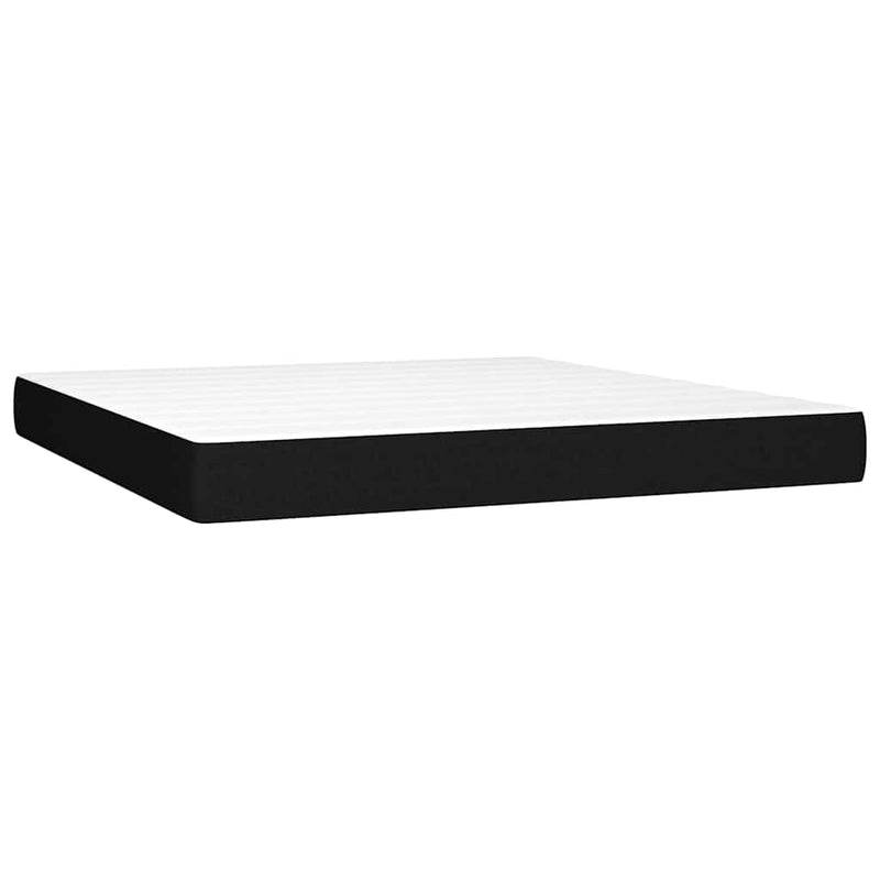Pat box spring cu saltea, negru, 160x200 cm, material textil