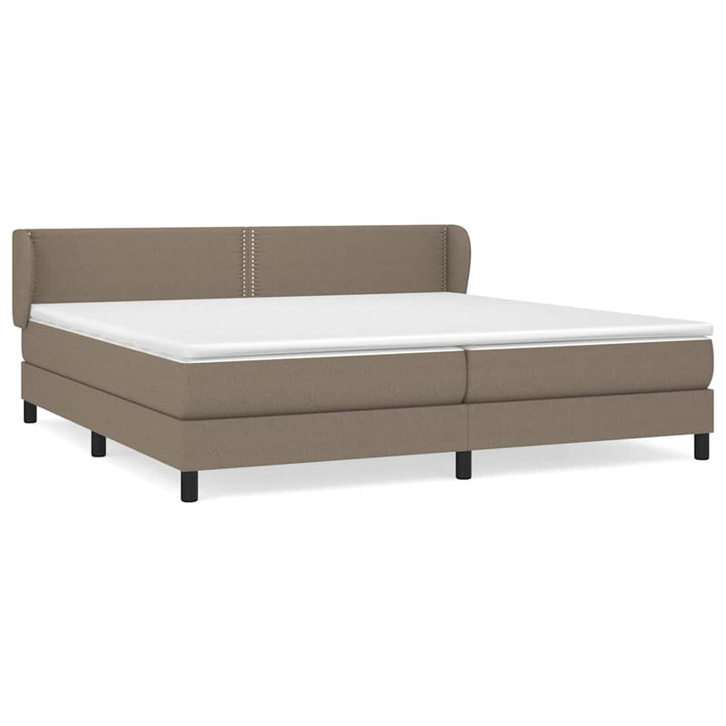 Pat box spring cu saltea, gri taupe, 200x200 cm, textil
