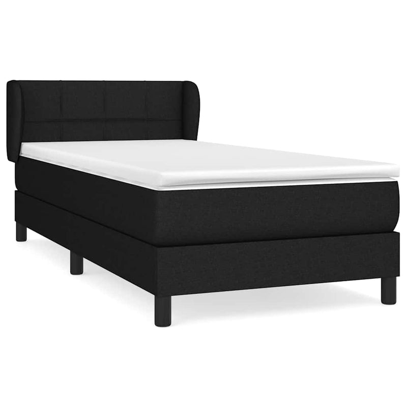 Pat box spring cu saltea, negru, 80x200 cm, textil