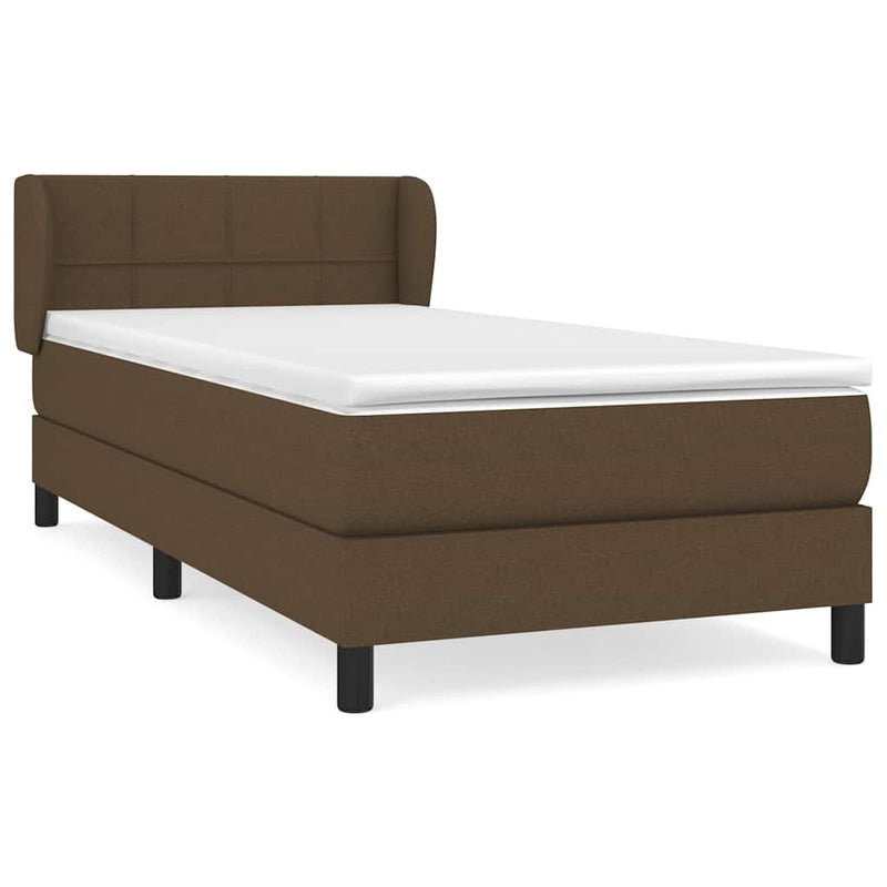 Pat box spring cu saltea, maro închis, 80x200 cm, textil