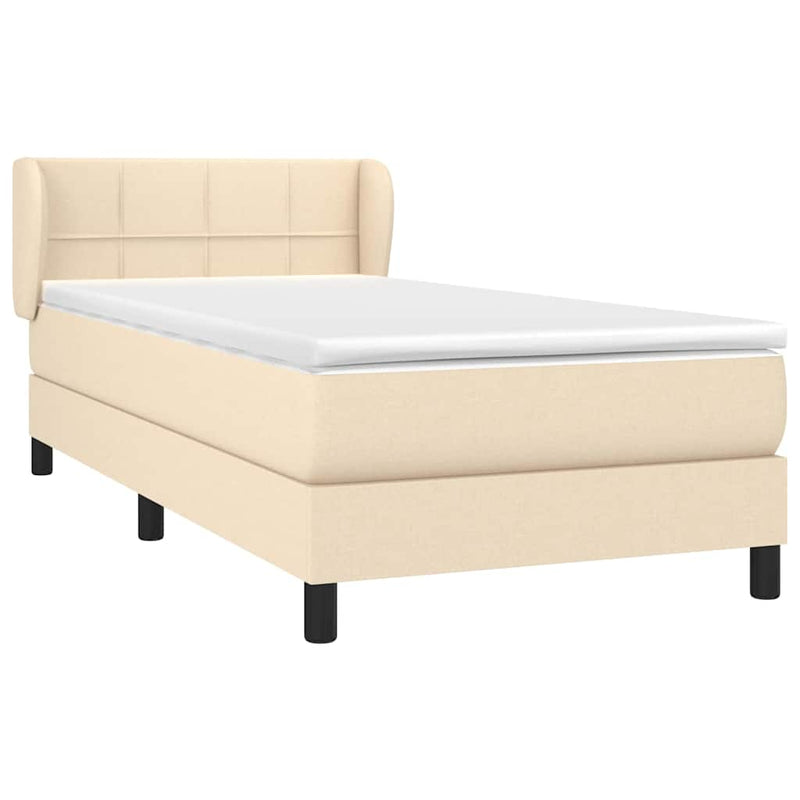 Pat box spring cu saltea, crem, 100x200 cm, textil