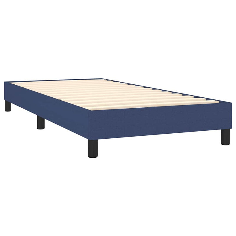 Pat box spring cu saltea, albastru, 100x200 cm, textil